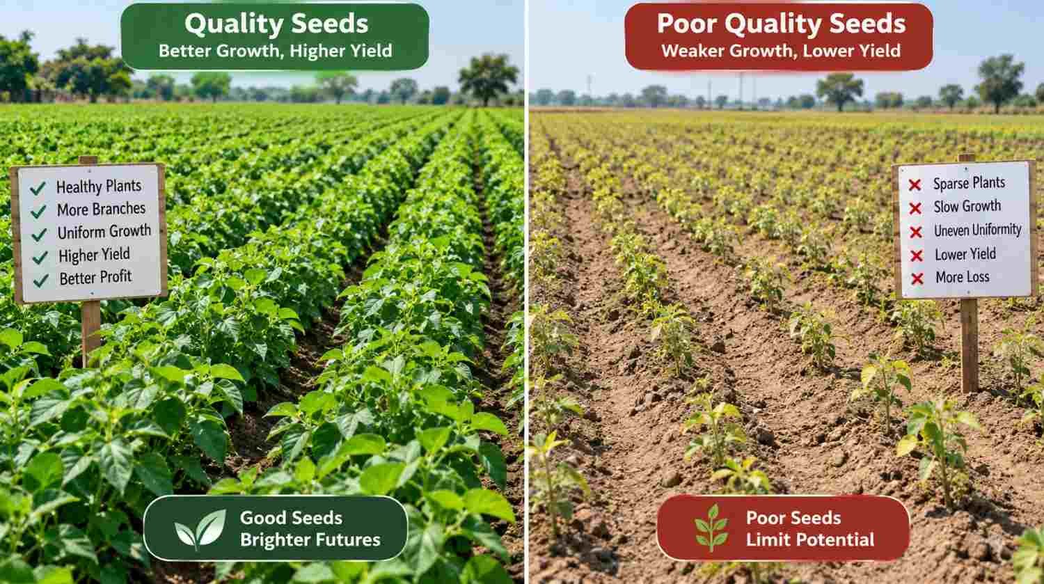 Comparison of healthy crop yield using hybrid seeds vs traditional seeds