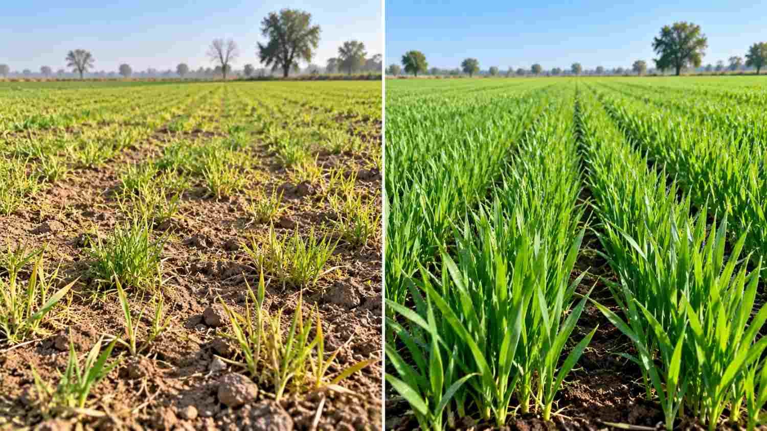 Patchy and even barley fields showing the effect of barley sowing time