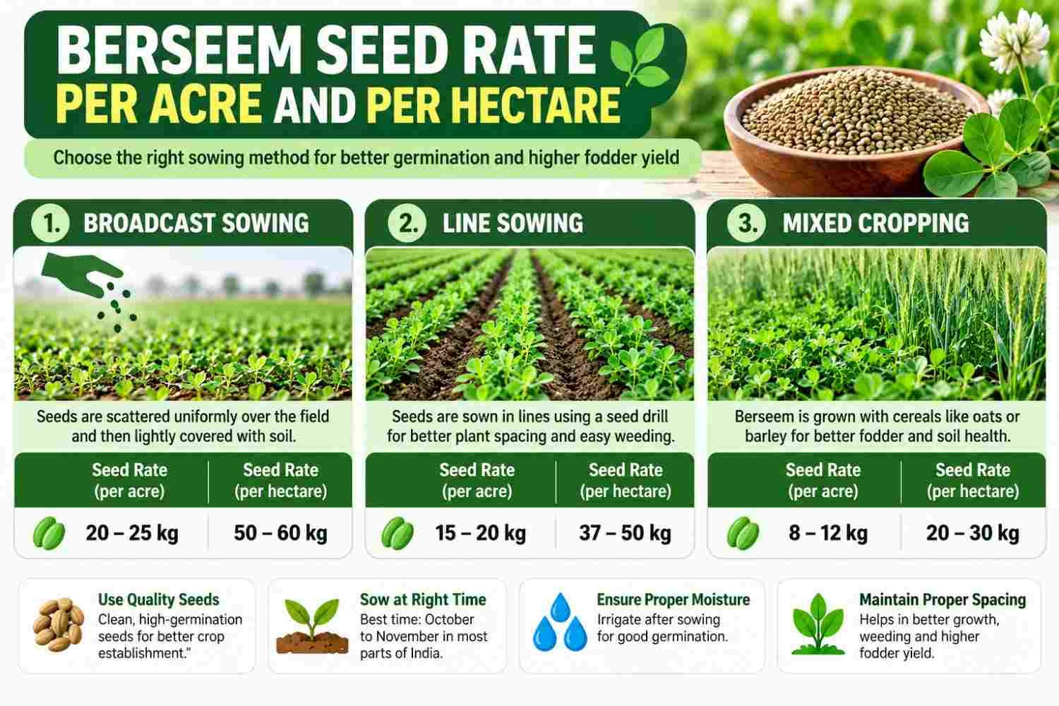 Berseem Seed Rate Per Acre in India: Complete Sowing Guide - Agri Raise